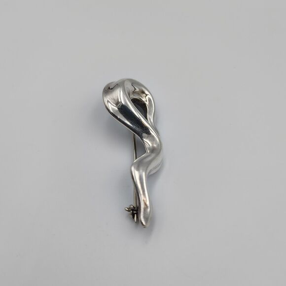 Robert Lee Morris RLM Sterling Silver 925 Modernist Swirl Squiggle Brooch Pin - Picture 5 of 11